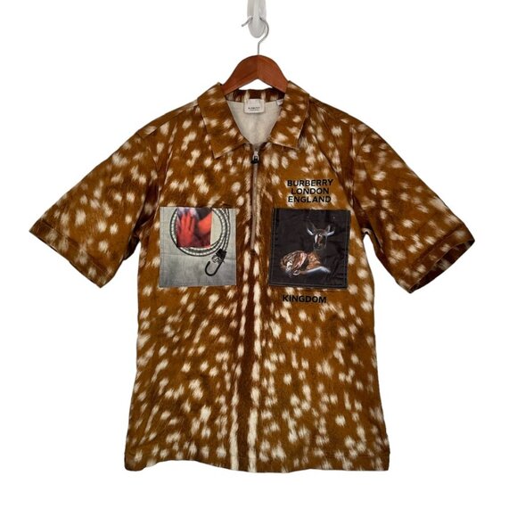 Burberry Fawn Animal Deer Print Patch Shirt Size 10 - Picture 1 of 12